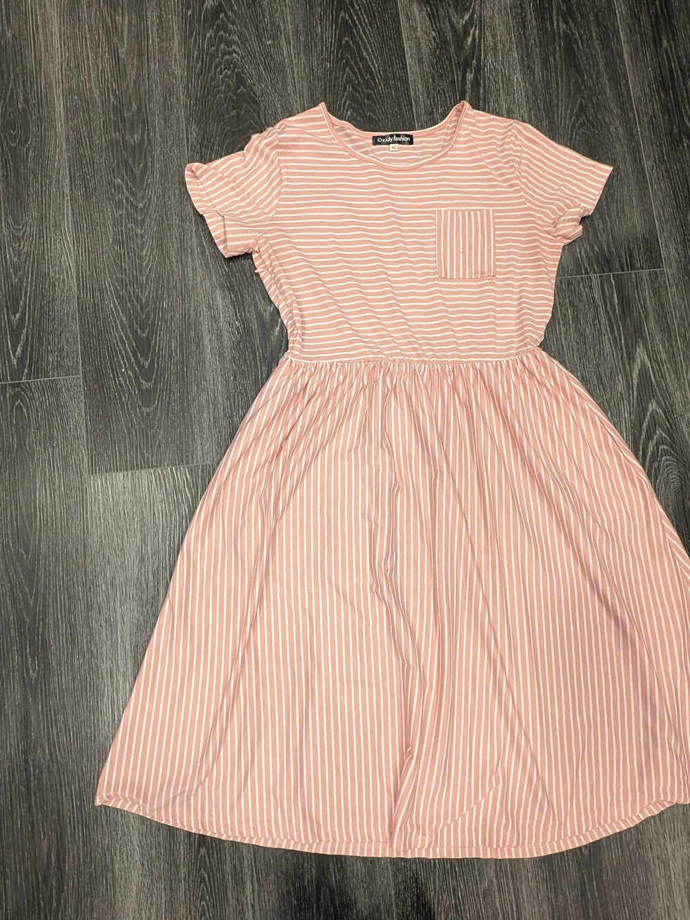 Women's Pink and White Striped Casual Dress